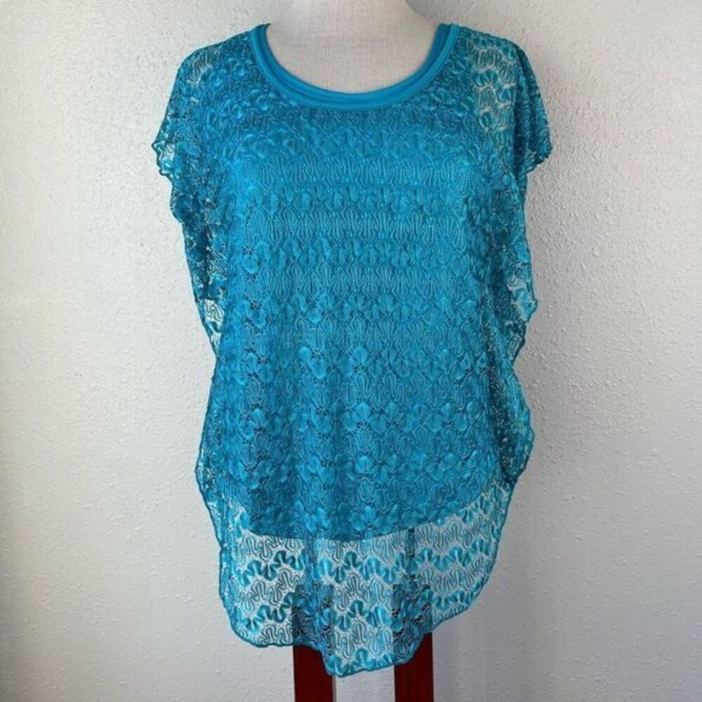 Lavish Blue Lace Top Size S EUC